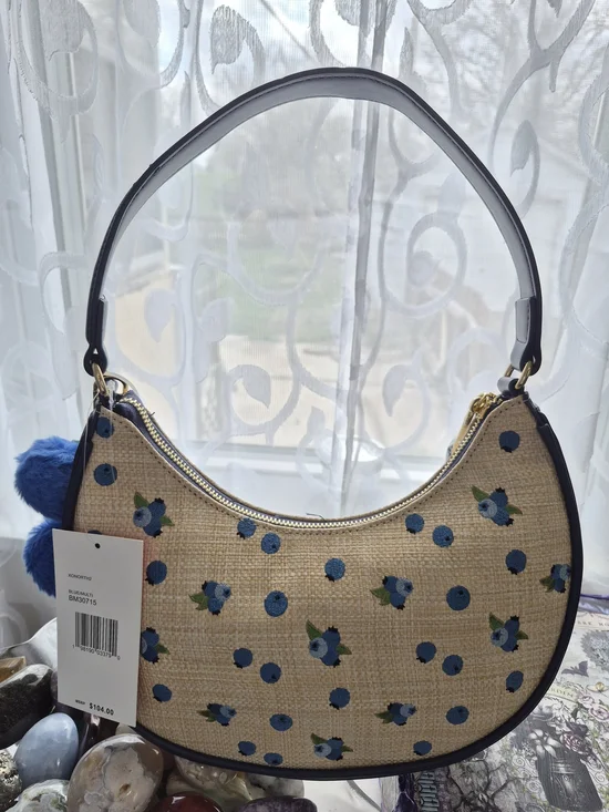 Betsey Johnson Straw Blueberry Shoulder Bag - Picture 3 of 7